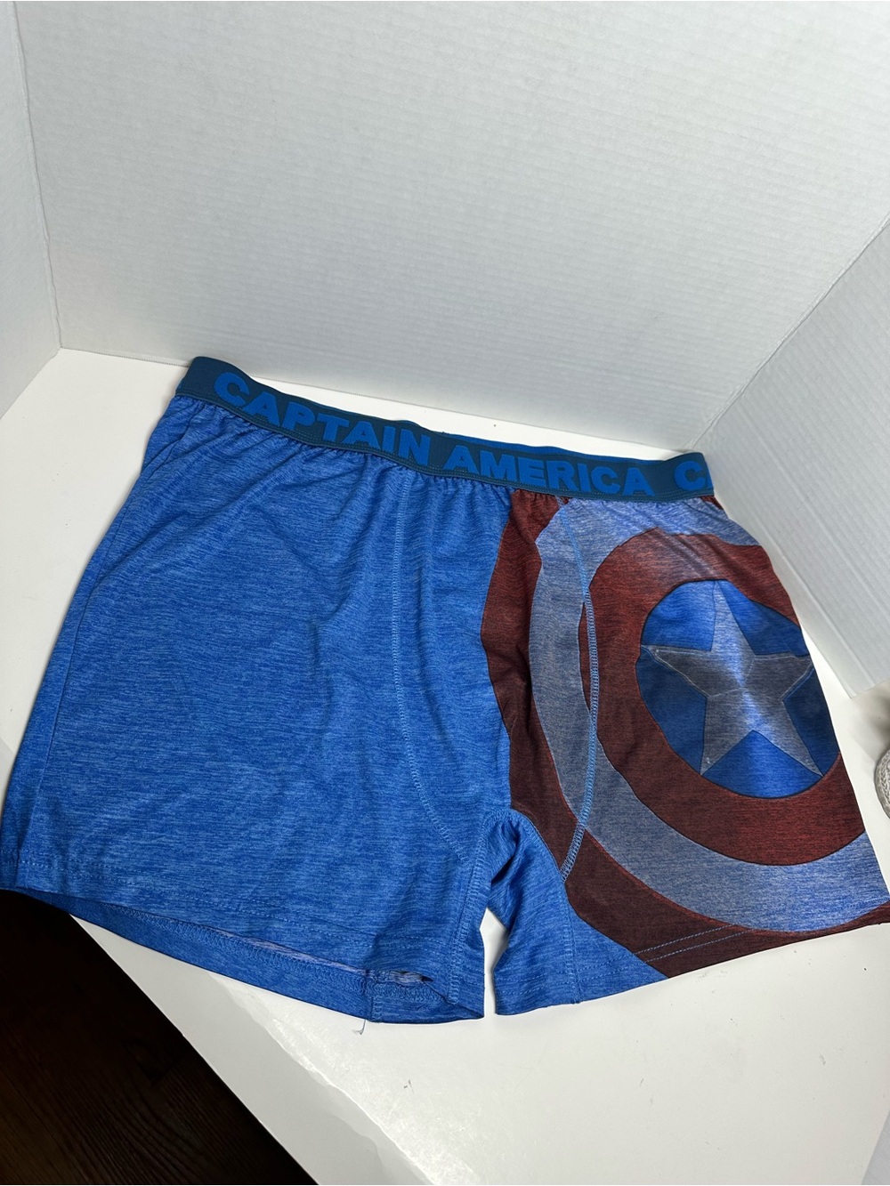 MAD Engine Captain America Blue Boxer Briefs with Shield Graphic
